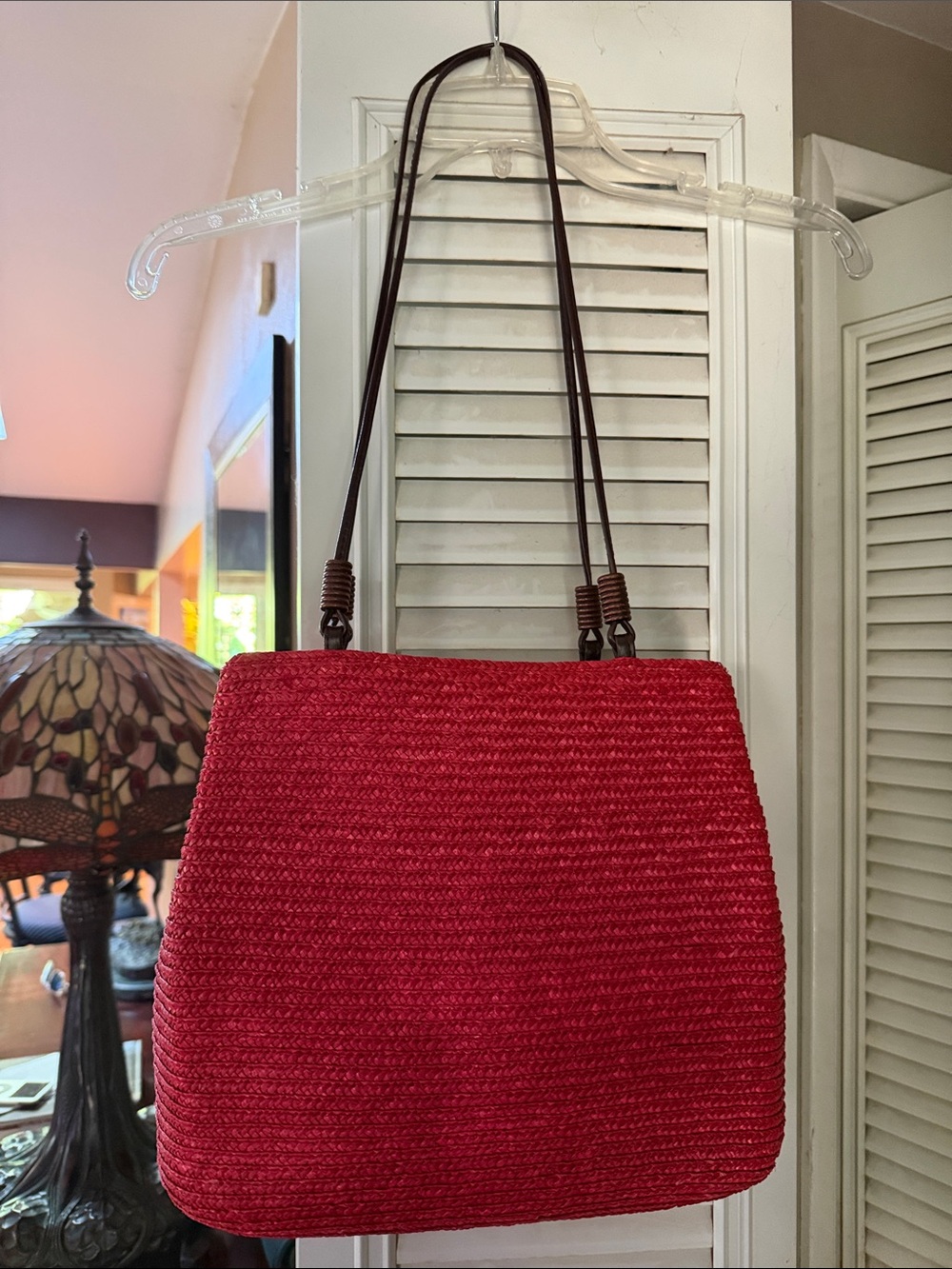 Red Woven Shoulder Bag - Elegant Women’s Handbag
